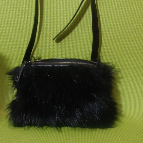 tabitha webb Handbags - Chic Black Faux Fur Crossbody Bag